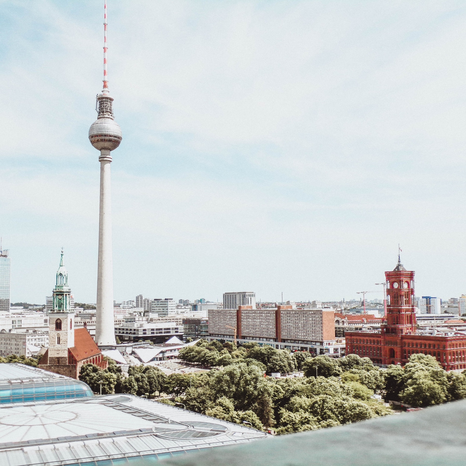 View over Berlin Mitte with the Fernsehturm and Rotes Rathaus